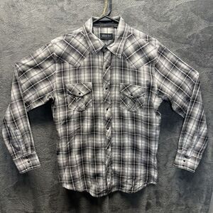 Ely 1878 Shirt Men L‎ 2-Pocket Western Rodeo Cowboy Pearl Snap